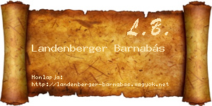 Landenberger Barnabás névjegykártya